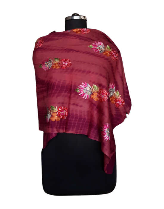Women Stole  Embroidered Design Purple
